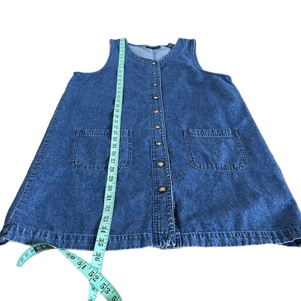 Vintage Karen Scott Women's Cotton Denim Button Front Sleeveless Dress Size M - Picture 7 of 7